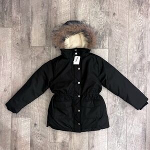 Old Navy Girls Water-Resistant Sherpa Lined Faux Fur Hood Parka Jacket L 10-12